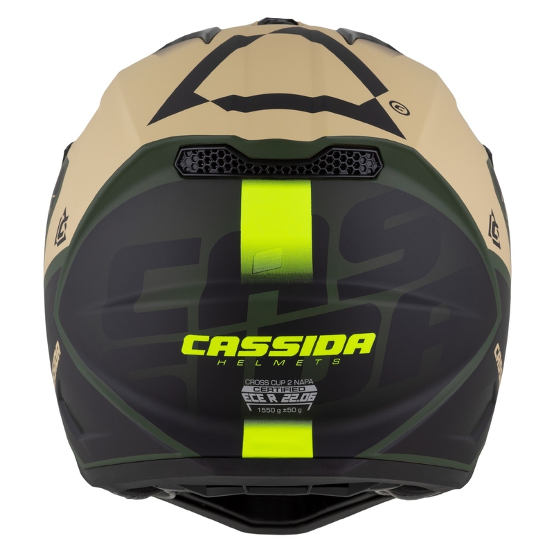 Kask motocyklowy motocross Cassida Cross Cup 2 Napa matowy piaskowo-zielony-fluo żółto-czarny