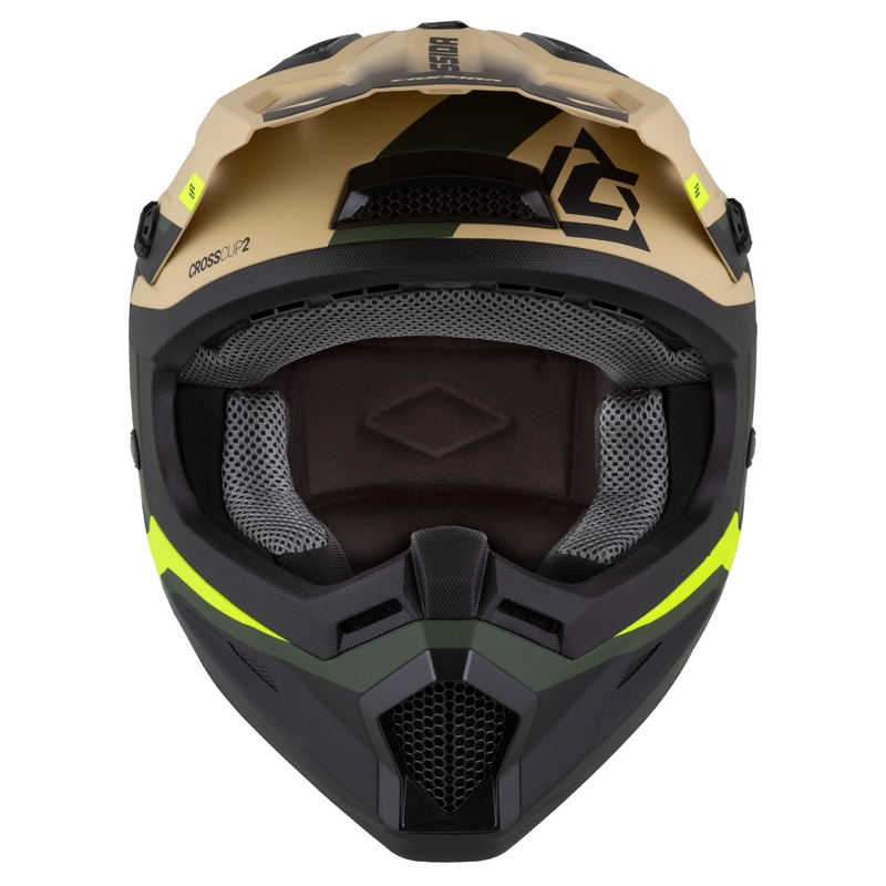 Kask motocyklowy motocross Cassida Cross Cup 2 Napa matowy piaskowo-zielony-fluo żółto-czarny