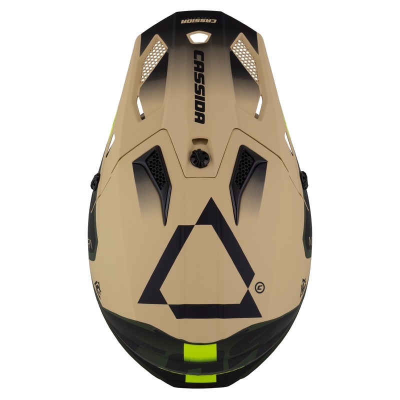 Kask motocyklowy motocross Cassida Cross Cup 2 Napa matowy piaskowo-zielony-fluo żółto-czarny