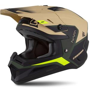 Kask motocyklowy motocross Cassida Cross Cup 2 Napa matowy piaskowo-zielony-fluo żółto-czarny