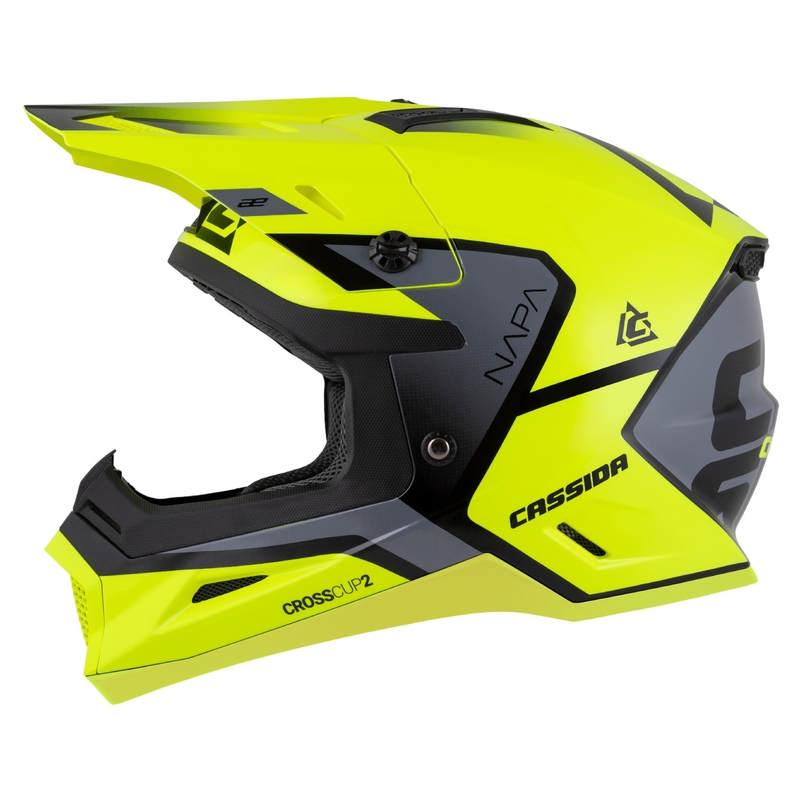 Kask motocyklowy motocross Cassida Cross Cup 2 Napa fluo żółto-czarno-perłowo-szary