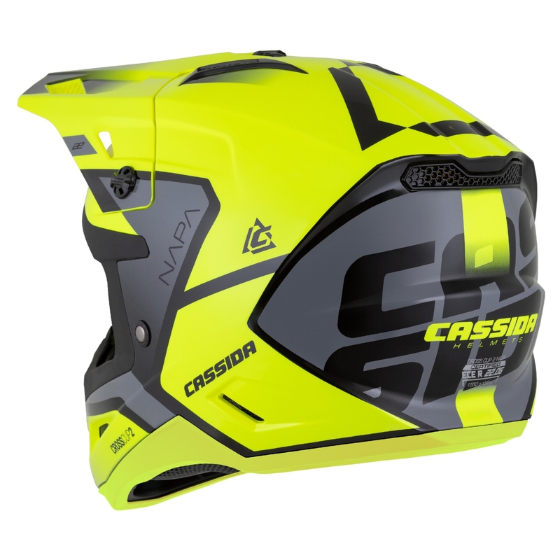 Kask motocyklowy motocross Cassida Cross Cup 2 Napa fluo żółto-czarno-perłowo-szary