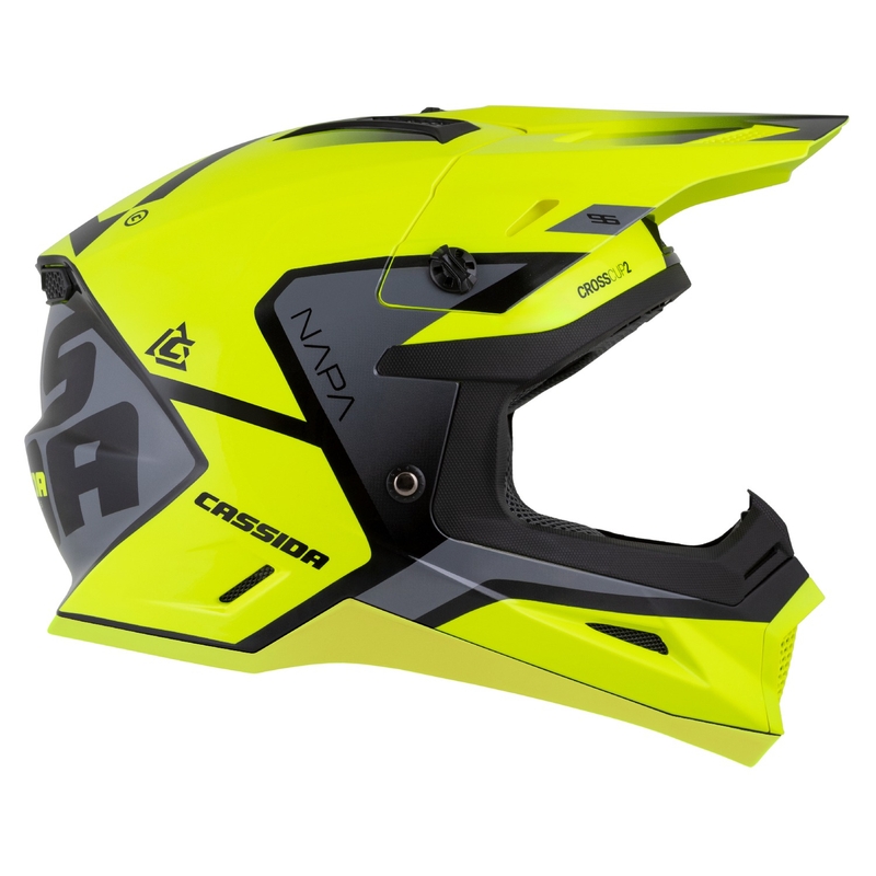 Kask motocyklowy motocross Cassida Cross Cup 2 Napa fluo żółto-czarno-perłowo-szary