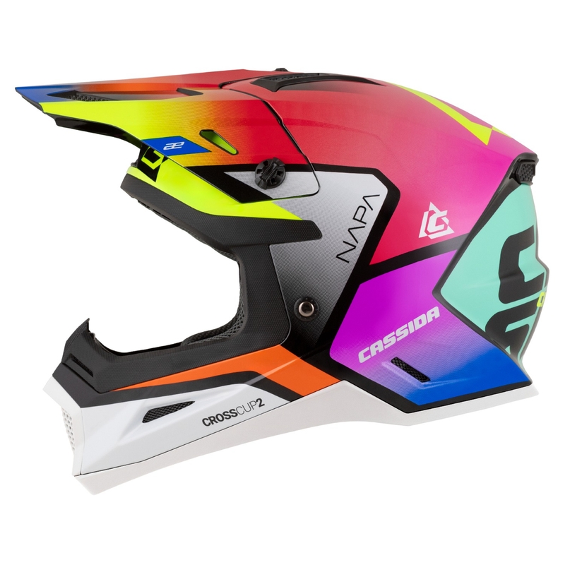 Kask motocyklowy motocrossowy Cassida Cross Cup 2 Napa perłowy wielokolorowy