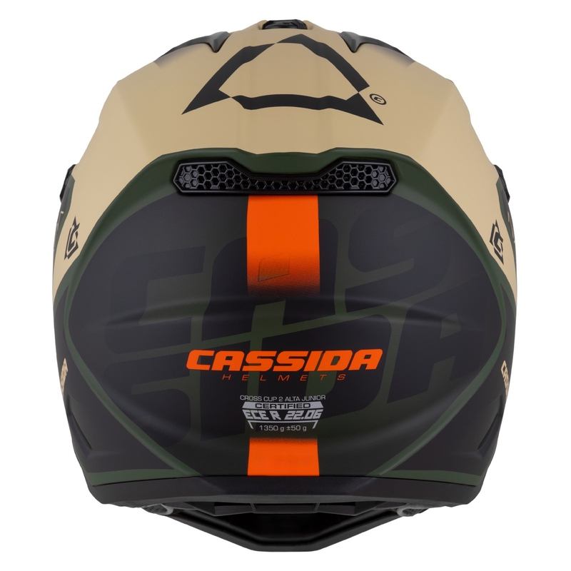 Kask motocyklowy Cassida Cross Cup 2 Napa Matowy piaskowo-zielono-pomarańczowo-czarny dla dzieci
