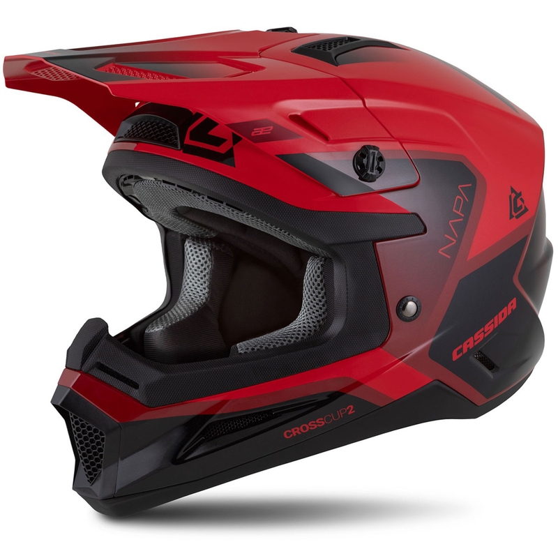 Dziecięcy kask motocrossowy Cassida Cross Cup 2 Napa Pearl czerwono-fioletowo-czarny