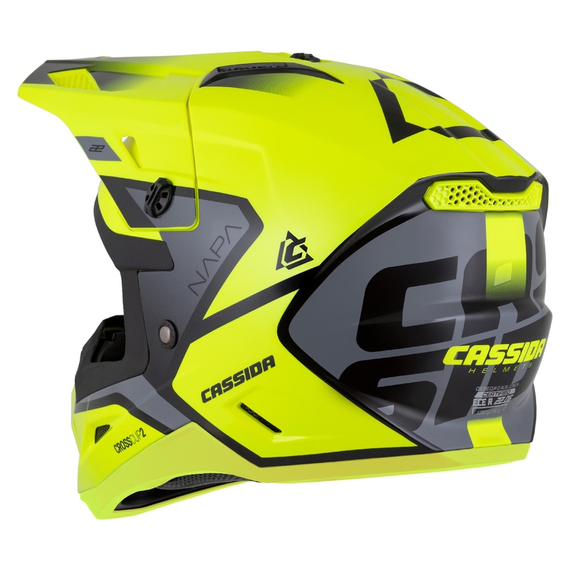 Dziecięcy kask motocrossowy Cassida Cross Cup 2 Napa Fluo żółto-czarno-szary perłowy