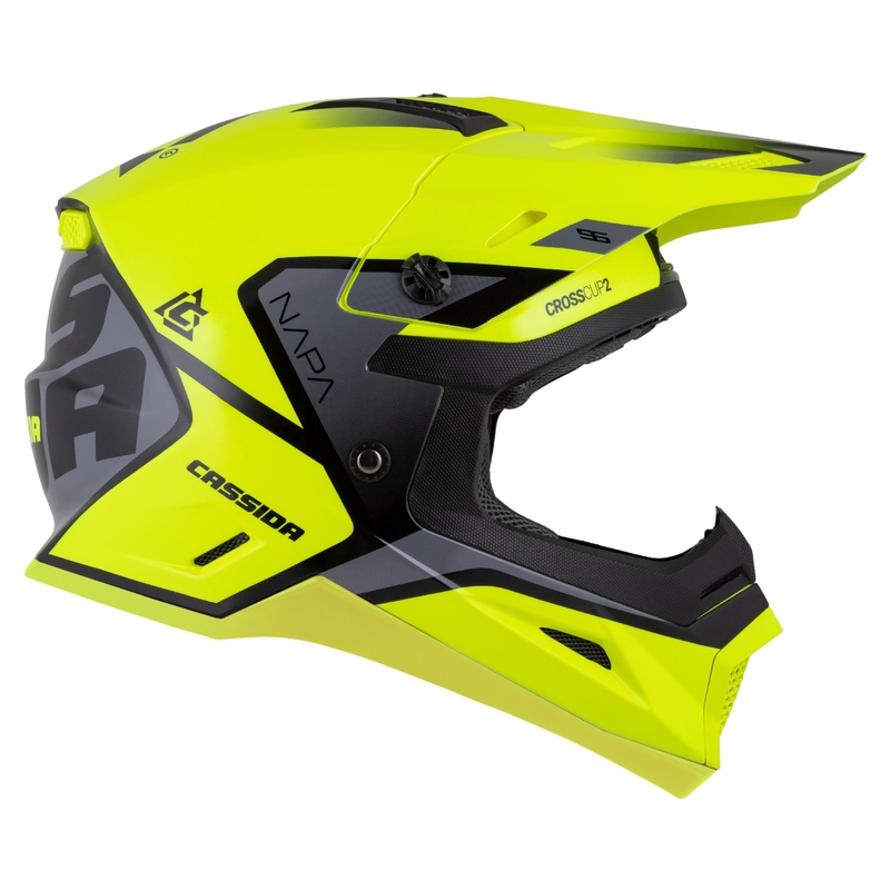 Dziecięcy kask motocrossowy Cassida Cross Cup 2 Napa Fluo żółto-czarno-szary perłowy