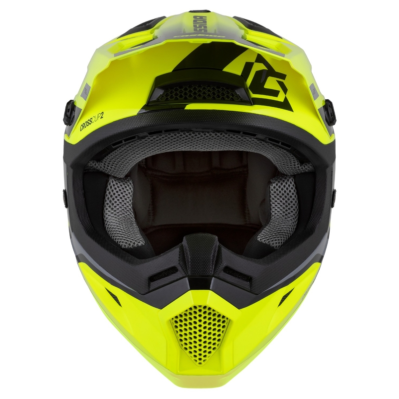 Dziecięcy kask motocrossowy Cassida Cross Cup 2 Napa Fluo żółto-czarno-szary perłowy