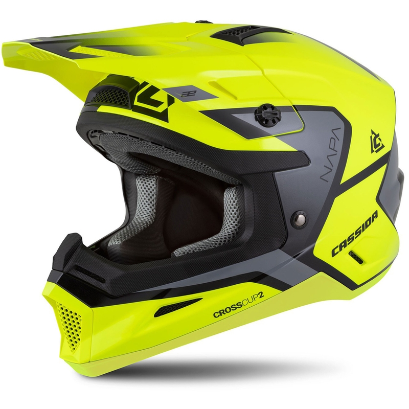 Dziecięcy kask motocrossowy Cassida Cross Cup 2 Napa Fluo żółto-czarno-szary perłowy