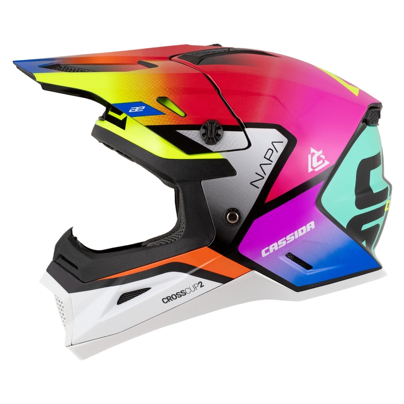 Wielokolorowy dziecięcy kask motocrossowy Cassida Cross Cup 2 Napa Pearl