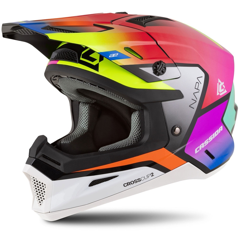 Wielokolorowy dziecięcy kask motocrossowy Cassida Cross Cup 2 Napa Pearl