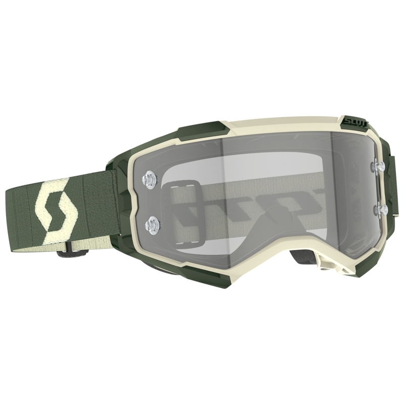 Gogle motocrossowe SCOTT Fury LS w kolorze khaki z szarą plexi
