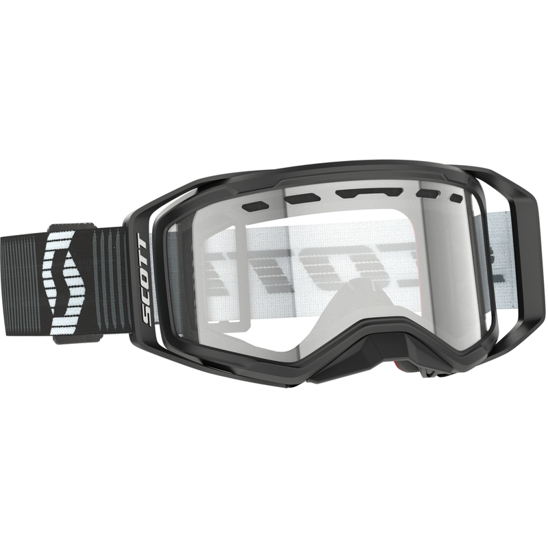 Gogle motocrossowe SCOTT Prospect 2.0 Enduro czarno-białe z przezroczystą pleksiglasem