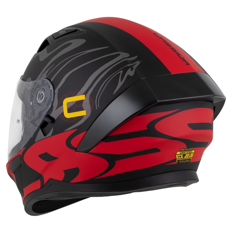 Kask integralny Cassida Orbit Multivers matowy czarno-czerwono-szaro-żółty