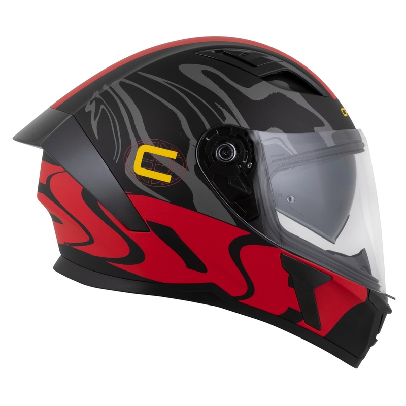 Kask integralny Cassida Orbit Multivers matowy czarno-czerwono-szaro-żółty