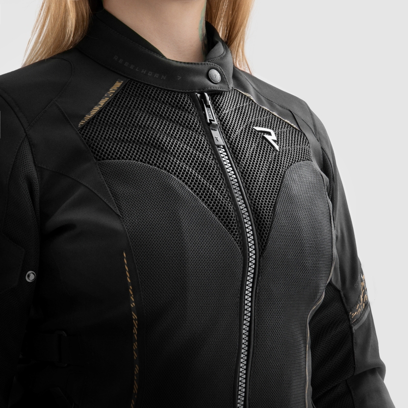 Damska kurtka motocyklowa Rebelhorn Jax w kolorze czarno-złotym
