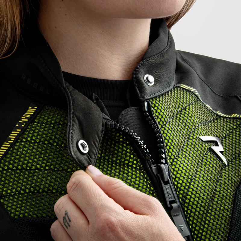 Damska kurtka motocyklowa Rebelhorn Jax w kolorze czarno-fluo żółtym