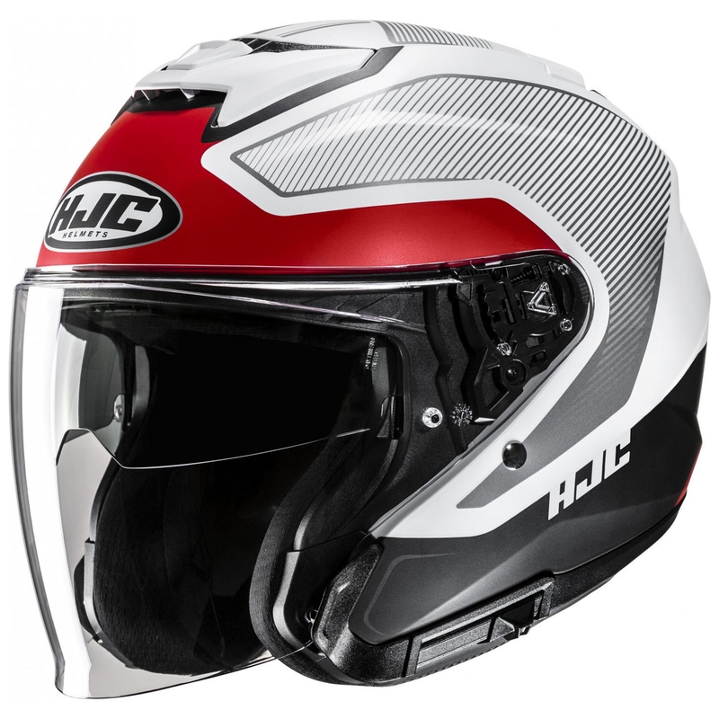 Kask motocyklowy otwarty HJC i31 Tevis MC1SF biało-czarno-czerwony