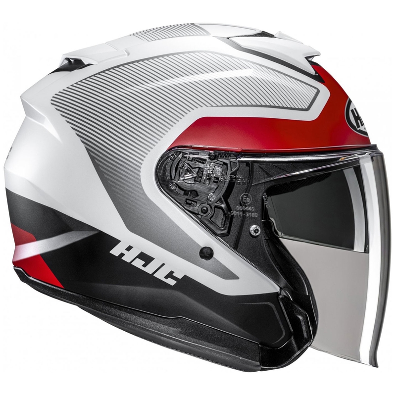 Kask motocyklowy otwarty HJC i31 Tevis MC1SF biało-czarno-czerwony