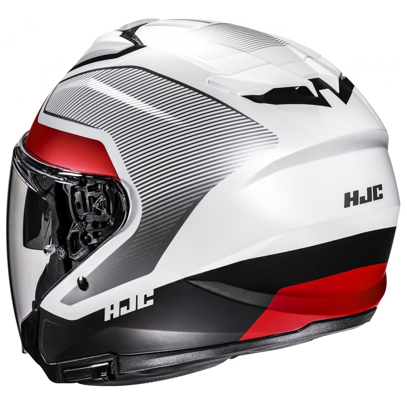 Kask motocyklowy otwarty HJC i31 Tevis MC1SF biało-czarno-czerwony