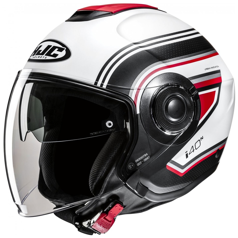 Kask motocyklowy otwarty HJC i40N Linia MC1SF czerwono-czarno-biały
