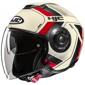 Kask motocyklowy otwarty HJC i40N Velu MC1 beżowo-czarno-czerwony