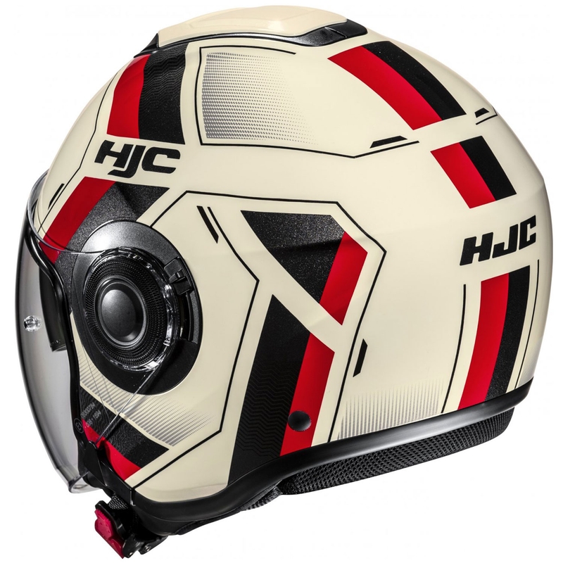 Kask motocyklowy otwarty HJC i40N Velu MC1 beżowo-czarno-czerwony