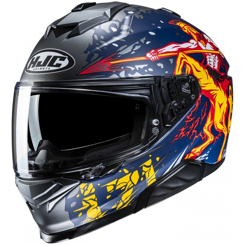Integralny kask motocyklowy HJC i71 Taurus MC1SF niebiesko-szaro-żółty