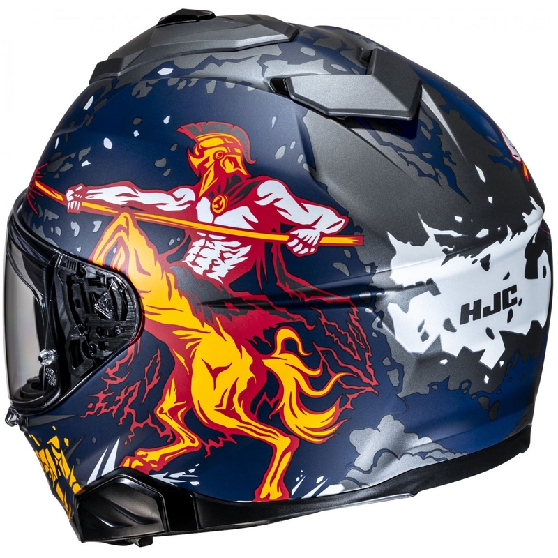 Integralny kask motocyklowy HJC i71 Taurus MC1SF niebiesko-szaro-żółty