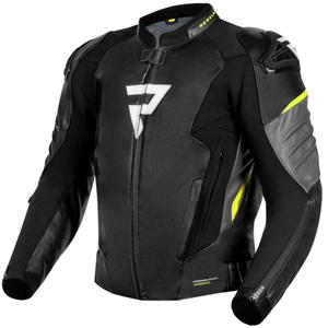 Kurtka motocyklowa skórzana Rebelhorn Veloce w kolorze czarno-szaro-fluo żółtym