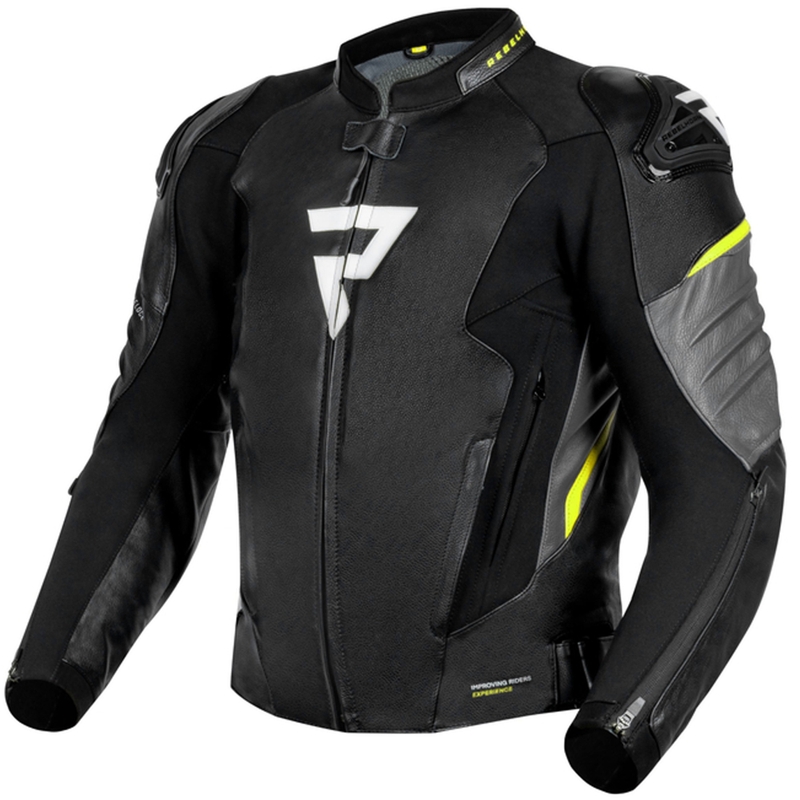 Kurtka motocyklowa skórzana Rebelhorn Veloce w kolorze czarno-szaro-fluo żółtym