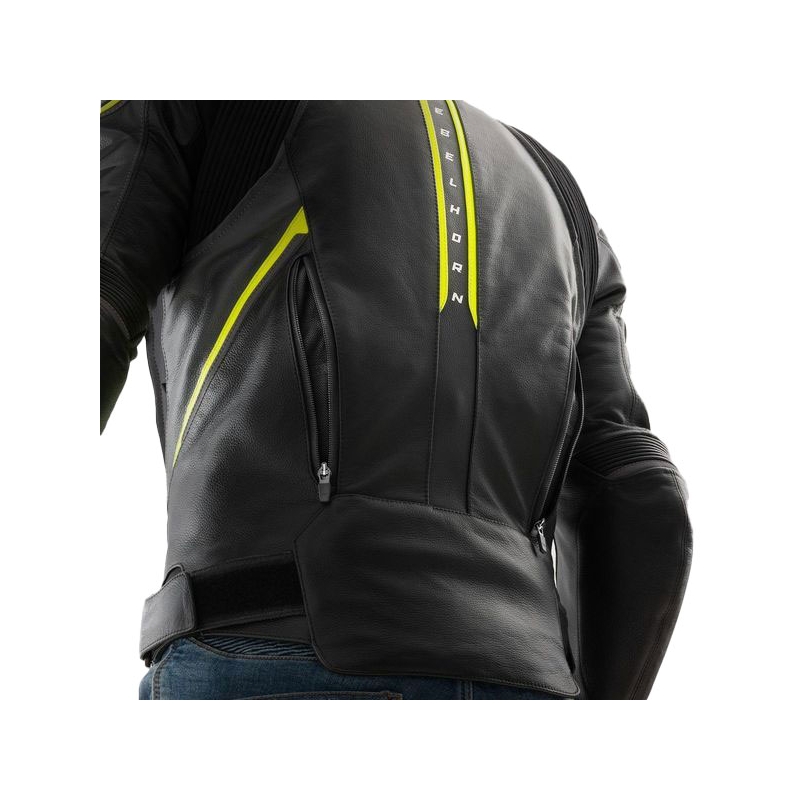 Kurtka motocyklowa skórzana Rebelhorn Veloce w kolorze czarno-szaro-fluo żółtym