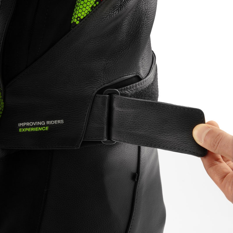 Kurtka motocyklowa skórzana Rebelhorn Veloce w kolorze czarno-zielono-kamo-fluo-czerwona