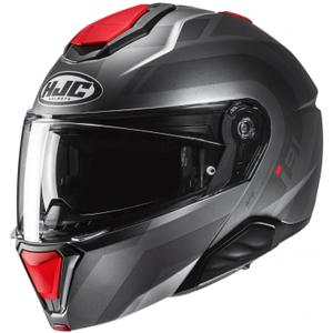 Kask motocyklowy składany HJC i91 Arven MC1SF szaro-czarno-czerwony