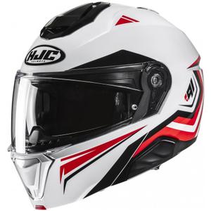 Kask motocyklowy składany HJC i91 Tricus MC1 biało-czarno-czerwony