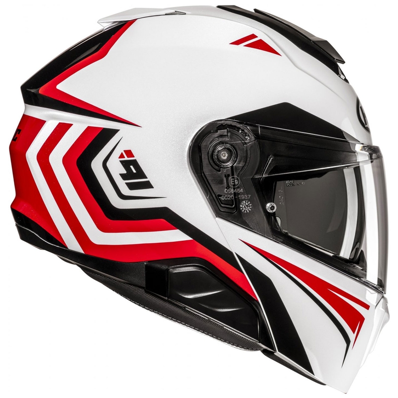 Kask motocyklowy składany HJC i91 Tricus MC1 biało-czarno-czerwony