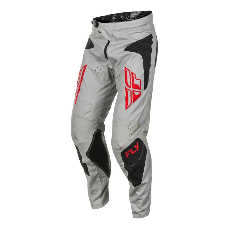 Spodnie motocrossowe FLY Racing Kinetic Sym w kolorze szaro-czerwono-czarnym