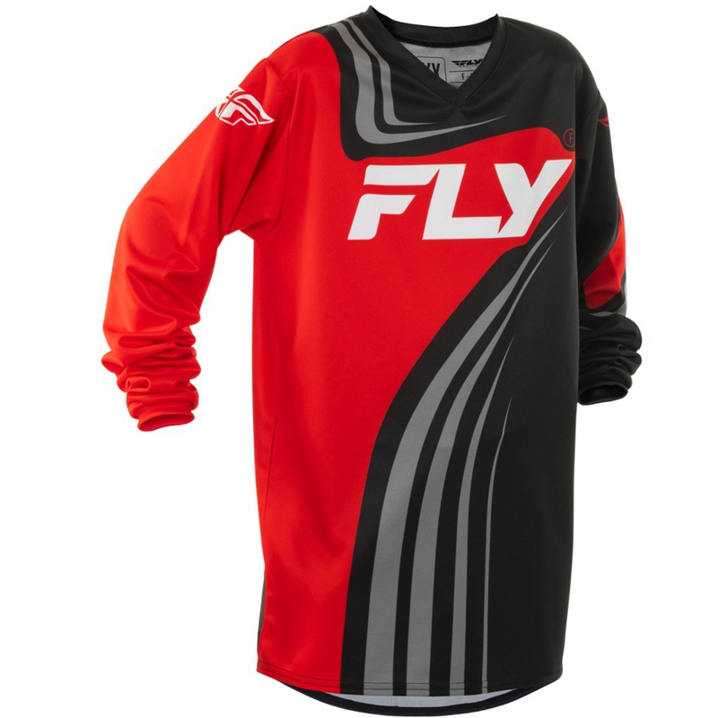 Czarno-czerwono-biała dziecięca koszulka motocrossowa FLY Racing F-16