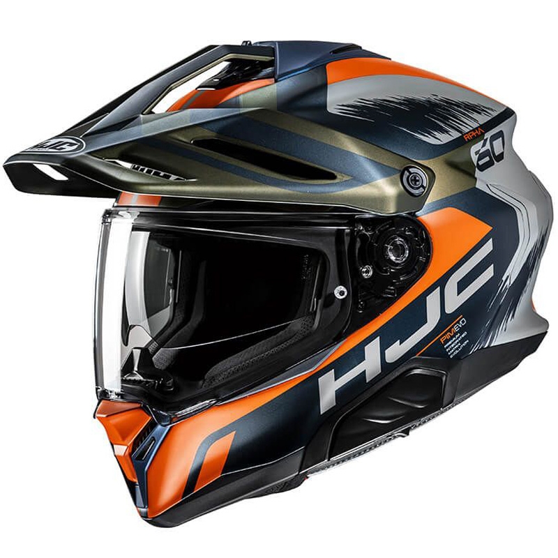 Kask motocyklowy enduro HJC RPHA 60 Quid MC47SF niebiesko-szaro-pomarańczowy