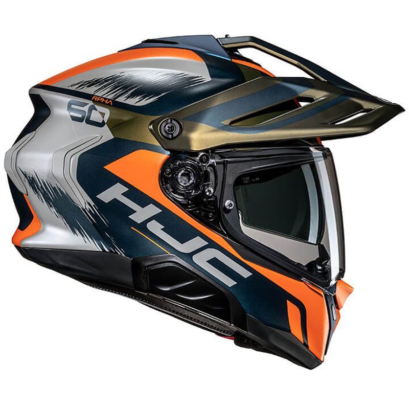 Kask motocyklowy enduro HJC RPHA 60 Quid MC47SF niebiesko-szaro-pomarańczowy
