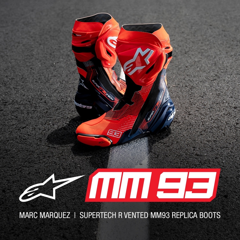 Buty motocyklowe Alpinestars Supertech R Vented Limited Edition MM93 Marc Marquez Fluo czerwono-niebiesko-czarne
