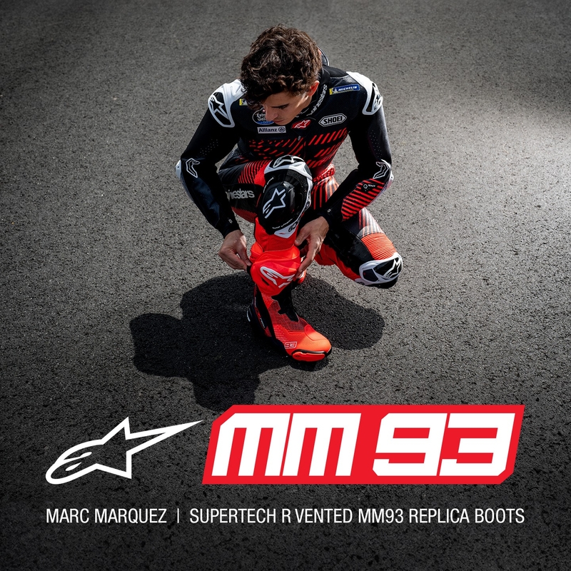 Buty motocyklowe Alpinestars Supertech R Vented Limited Edition MM93 Marc Marquez Fluo czerwono-niebiesko-czarne