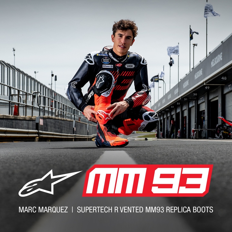 Buty motocyklowe Alpinestars Supertech R Vented Limited Edition MM93 Marc Marquez Fluo czerwono-niebiesko-czarne