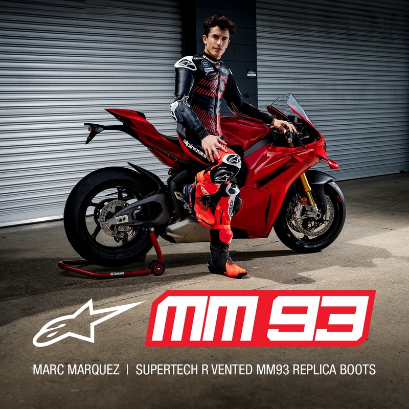 Buty motocyklowe Alpinestars Supertech R Vented Limited Edition MM93 Marc Marquez Fluo czerwono-niebiesko-czarne