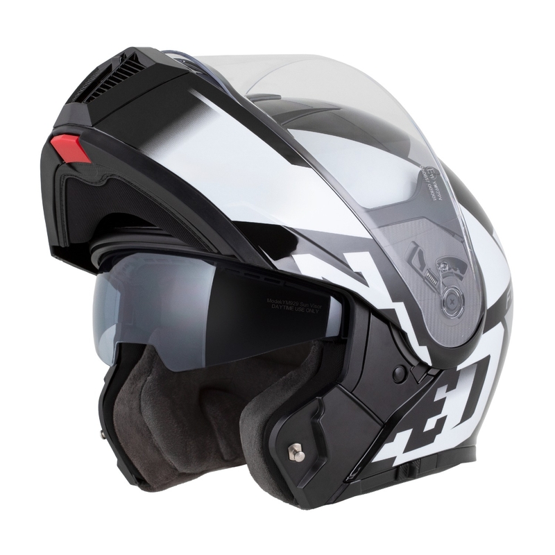 Kask motocyklowy składany ZED F19 czarno-biało-szary