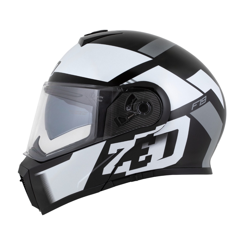 Kask motocyklowy składany ZED F19 czarno-biało-szary