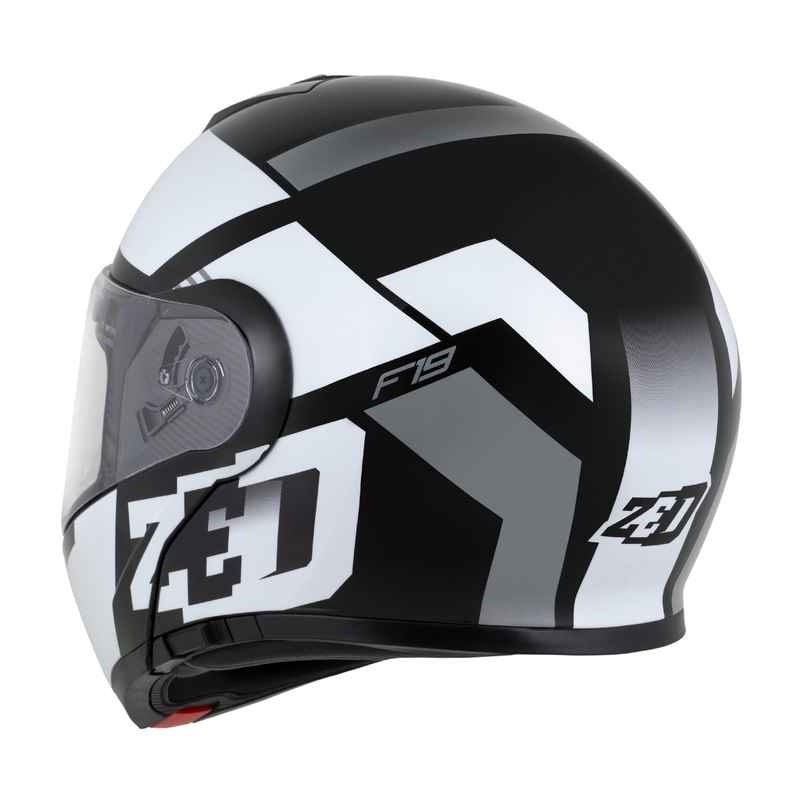 Kask motocyklowy składany ZED F19 czarno-biało-szary