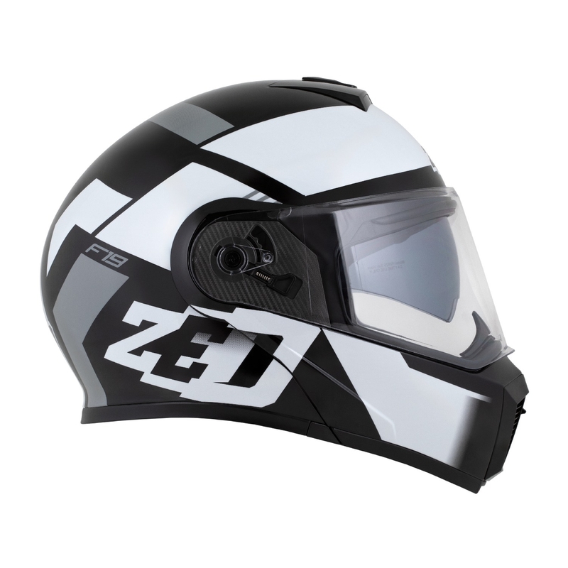 Kask motocyklowy składany ZED F19 czarno-biało-szary