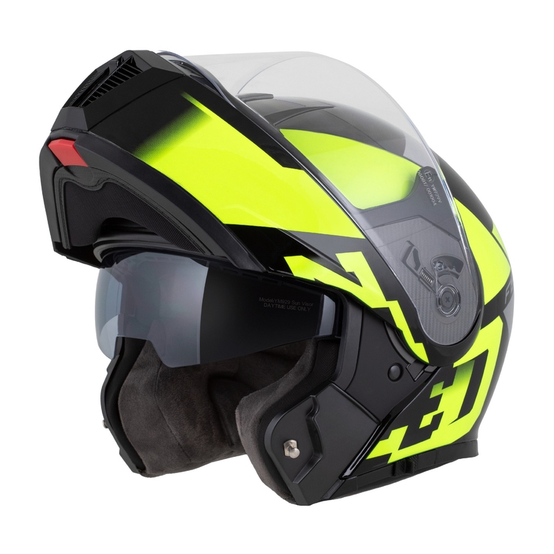 Kask motocyklowy składany ZED F19 czarno-fluo żółty